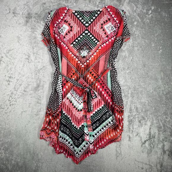 Becca Swim Cover Up Women Medium Large Multicolored Geometric‎ Caravan Tunic - Picture 3 of 8